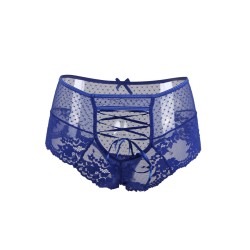 Tanga sexy bleu à laçage