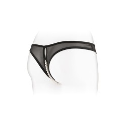 String ouvert avec perles Sophie - noir