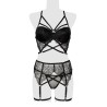 Ensemble lingerie dentelle harnais 3 pièces - Grey Velvet