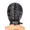 Cagoule BDSM 3 ouvertures en simili cuir - Fetish Tentation