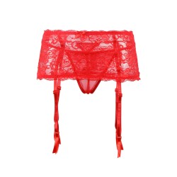 Porte-jarretelles rouge et string