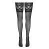 Bas autofixants large jarretière dentelle noir - Cotelli Lingerie
