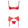 Ensemble lingerie 3 pièces ouvert rouge - Cottelli Lingerie