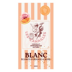 Chocolat blanc écorce d'orange et rose - Tablette 100g - Les canailles