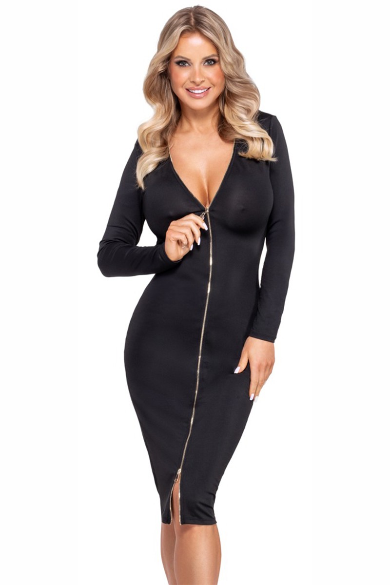 Robe noire midi à manches longues -  Cotelly Party