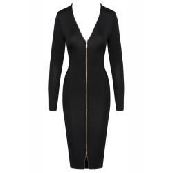 Robe noire midi à manches longues -  Cotelly Party