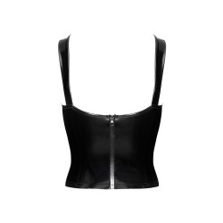 Corset en vinyle Dominae F379 - Noir Handmade