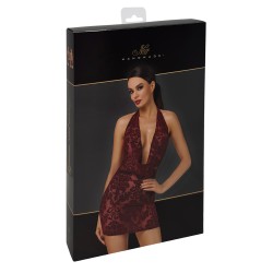 Mini robe dos nu en tulle floqué Kink Royal F385 - Noir Handmade