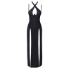 Robe longue à décolleté plongeant noire argentée - Cottelli PARTY 