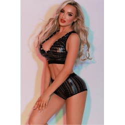 Ensemble Top et Shorty noir - J Lingerie