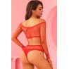 Ensemble lingerie 2 pièces en résille rouge - J Lingerie